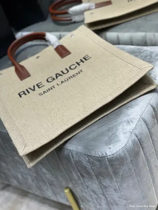 Tony Luxuries IN S YSL COTTON AND BAG N LINEN RIVE SHOPPING GAUCHE 0625